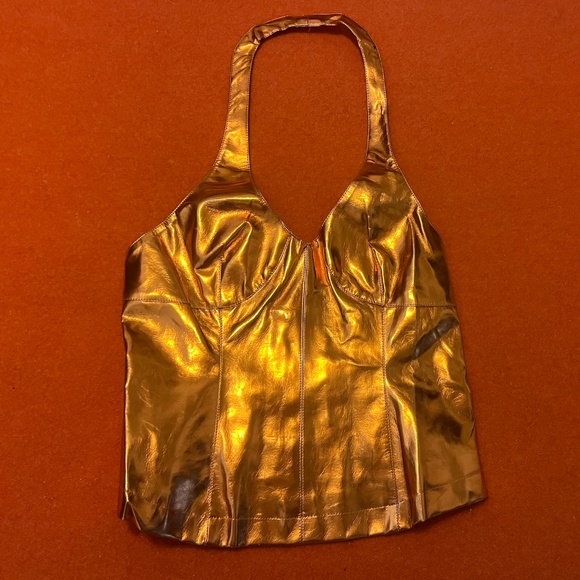 Amylynn metallic orange halter cami NWT - Picture 3 of 13